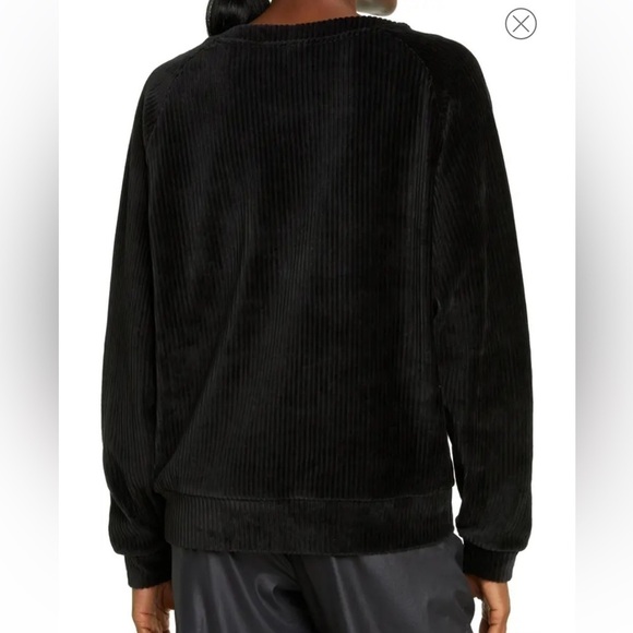 NWT Zella Plush Corduroy Crewneck Sweatshirt in Black Size Medium - Picture 11 of 12
